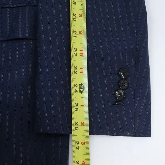 Brooks Brothers Golden Fleece Suit Italy Saxxon Navy Wool Stripe Madison 50R/42W
